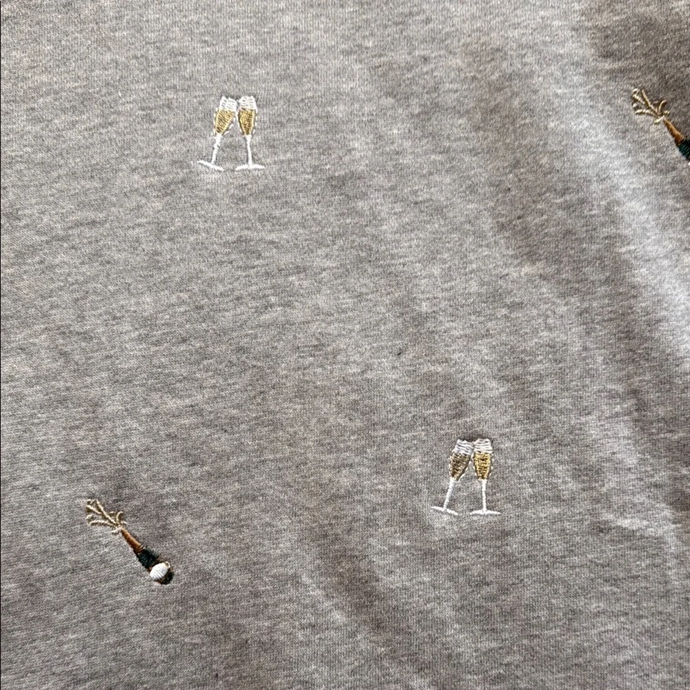 Rails Grey Varsity Cheers Embroidered Champagne Graphic Sweatshirt size M - Picture 3 of 9